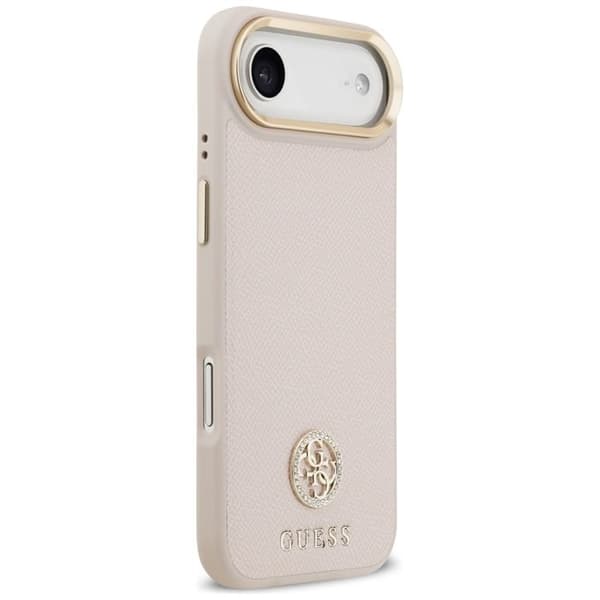 Coque Guess Grained Strass Logo MagSafe för iPhone Air - Rosa Rosa