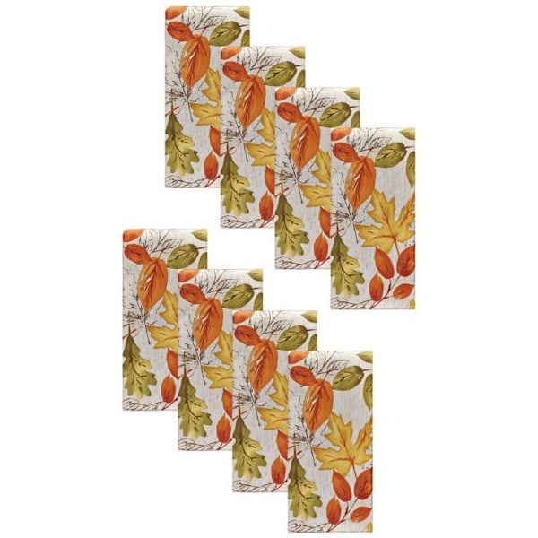 Servett Elrene - 91142MLT - Tryckt tyg Höst, Set om 8, Polyester, Flerfärgad, 43,2 x 43,2 cm (Servetter)