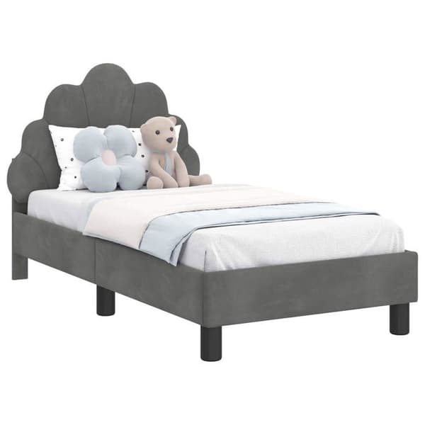 Modern sängram - vidaXL - Mörkgrå - Sammet - 148x80x79 cm - Maximal vikt 140 kg - Lamellram Mörkgrå