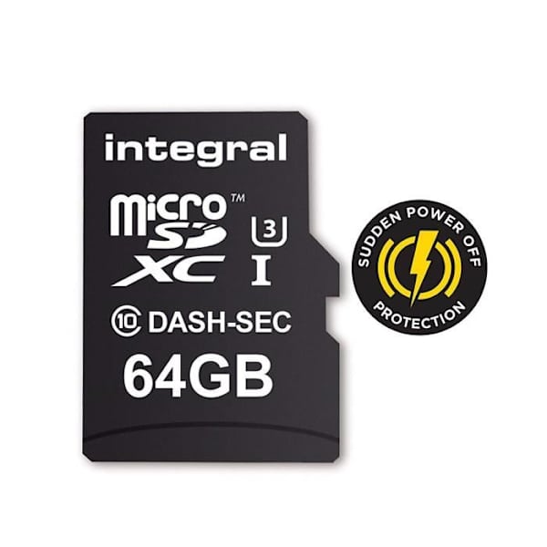 Integral - Micro SD XC 64GB, High Endurance Memory Card för Dashcam Driving Recorder, upp till 95Mb/s, Klass 10, U3 +