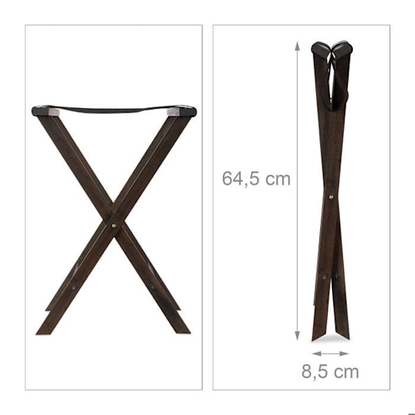 Bagagehylla - Bambu - Mörkbrun - Fällbar - 40 kg - Rustik design Mörkbrun