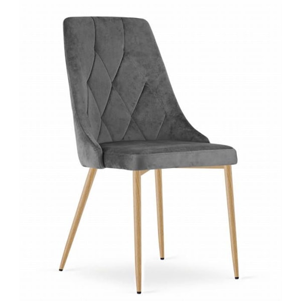 Stol - Leobert - IMOLA - Mörkgrå sammet - Set om 4 - Elegant och bekväm design Mörkgrå