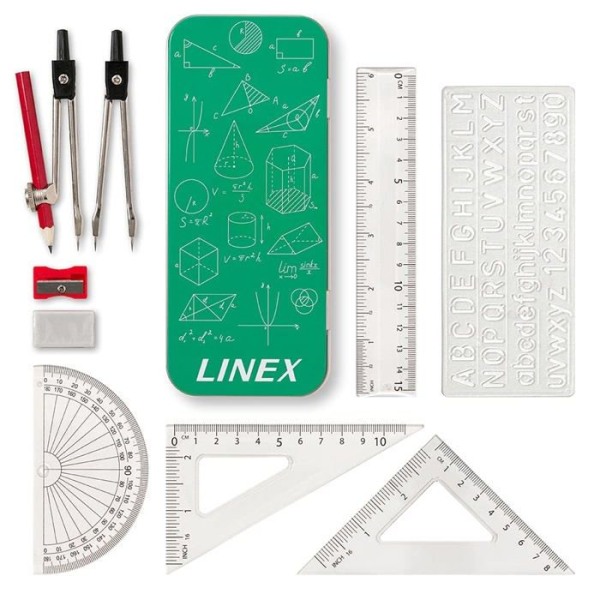 Linex Skrivbordsset - 400154787 - Matematikset, Premium Geometry Set, 10 delar