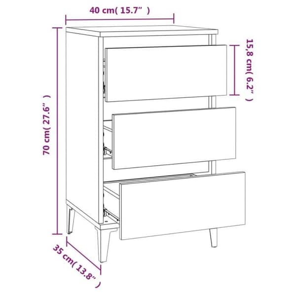 vidaXL Sängbord Vit 40x35x70 cm Konstruerat trä 819668