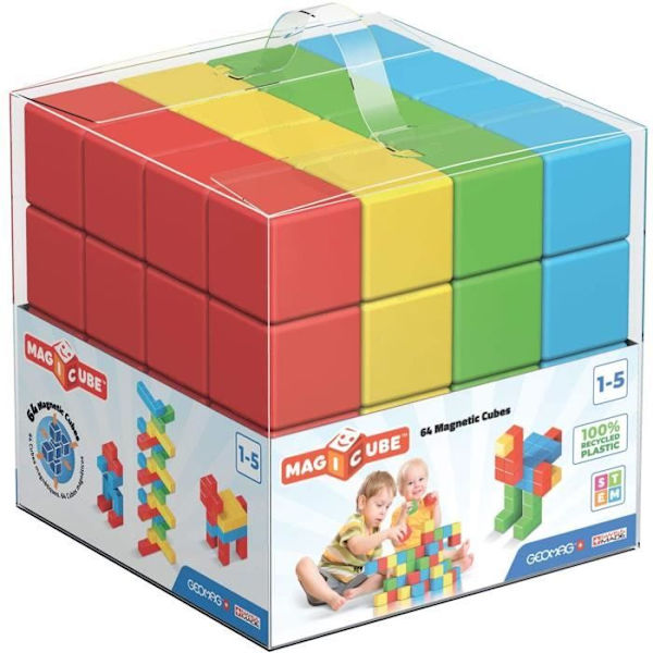 Magicube Green Line junior byggspel 64 delar - GEOMAG - Magnetiska byggstenar Flerfärgad