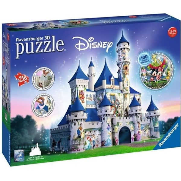 Disney Castle 3D-pussel - Ravensburger - 216 bitar - Inget lim - Från 12 år Flerfärgad