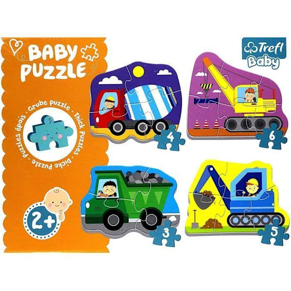 trefl baby 36072 4 i 1 byggfordon 3-4-5-6 pusselbit, flerfärgad