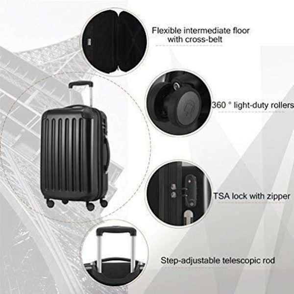 Set med 3 hårda resväskor - HAUPTSTADTKOFFER - Alex - Glossy Black - TSA hänglås - 235 liter Skinande svart