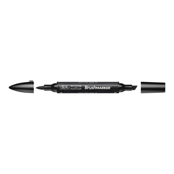 Winsor &amp; Newton BrushMarker Brush Pen &amp; Permanent Marker Combo Black Alcohol Dye Ink Broad