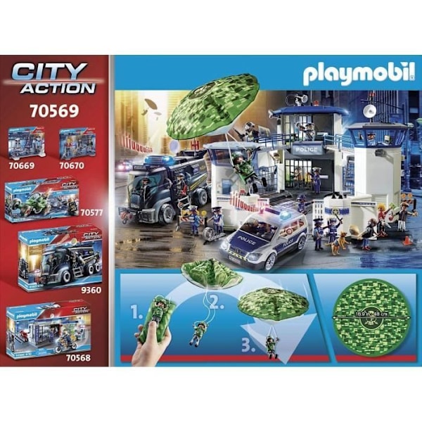 PLAYMOBIL 70569 Polishelikopter och fallskärmshoppare, City Action, Poliser, Från 4 år Blå