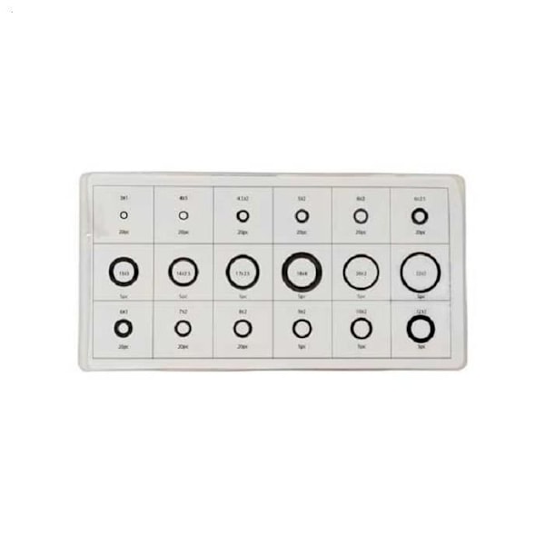 Sortiment av o-ringar - Ej specificerat - Ø 3 - 22 mm - 225 stycken - Akrylgummi (NBR) - 130 g