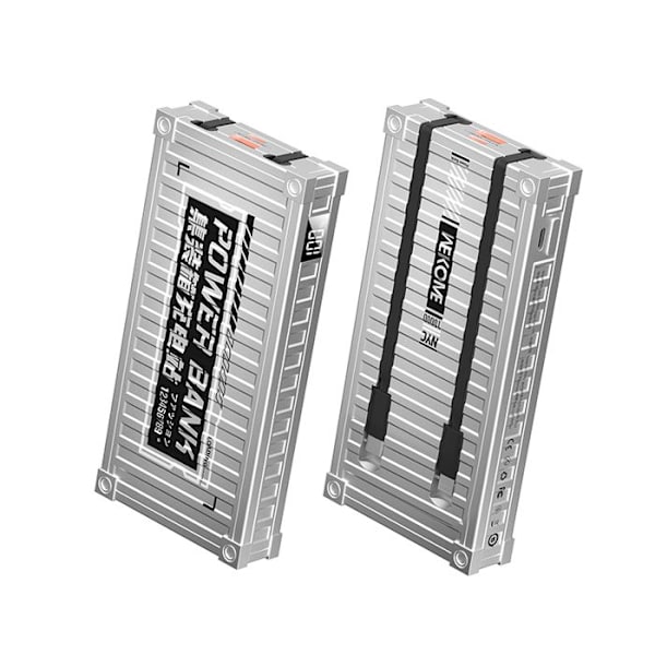 339 Container Series WEKOME WPPower bank 10 000 mAh Super Charging med USB-C och Lightning PD 20 W inbyggd + QC 22,5 W (Silver)