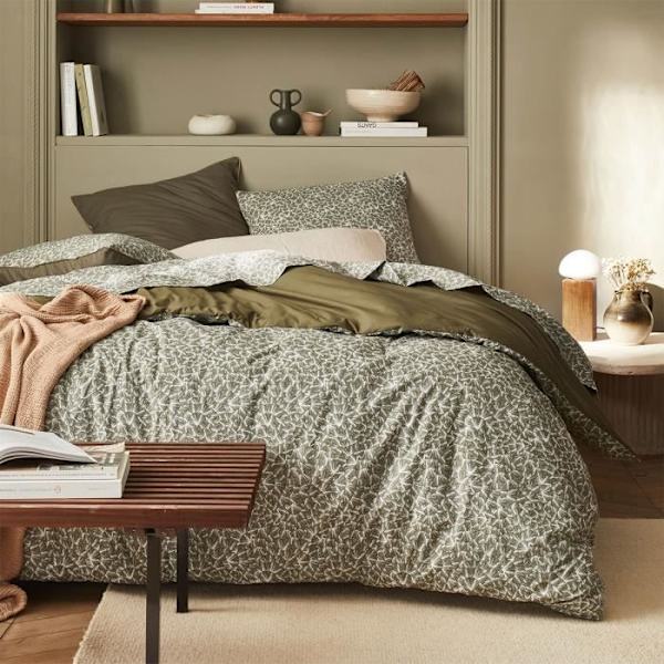 Duvetöverdrag - Essix - Osmose - Percale av bomull - Kaki grönt - 240x260 cm Flerfärgad