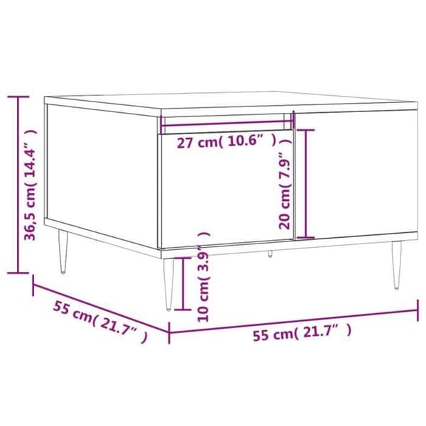 vidaXL Soffbord Vit 55x55x36,5 cm Konstruerat trä 830748