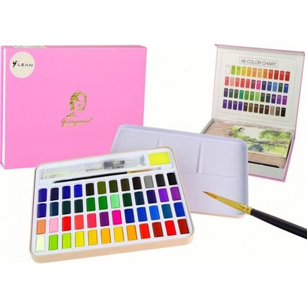 Kit för målning Leantoys - 16108 - Konstnärsset 48 tillbehör för akvarellmålning