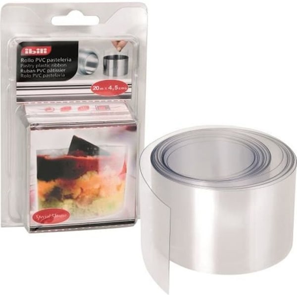 PVC-BAND FÖR KAKSSKÄRARE LÄNGD 20 METER - HÖJD 4,5 CM - IDEAL FÖR SGENOISE - FRUKTMOUSSE