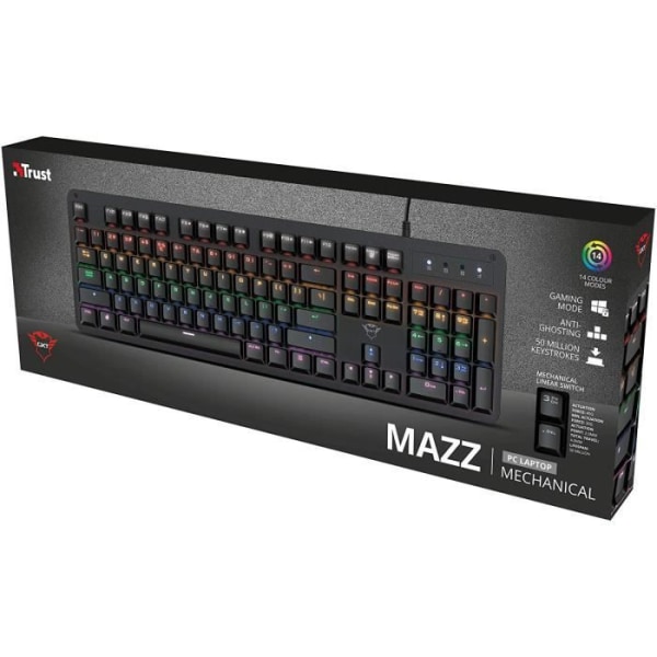 TRUST Gaming Mekaniskt Tangentbord GXT 863 Mazz Kabelanslutet Tangentbord med Switchar