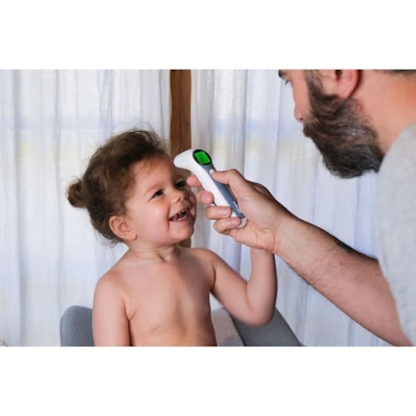 BÉABA - Digital Infrarödtermometer utan kontakt - Frontmätning - Öron - Ambient - Febervarning - Thermospeed vitt och blått