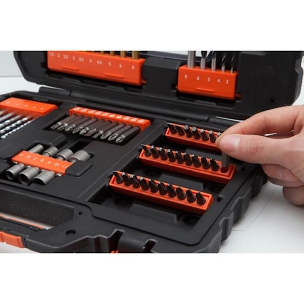 BLACK+DECKER A7231-XJ Skruvborrlåda - 76 tillbehör Borrar, hylsor, bits