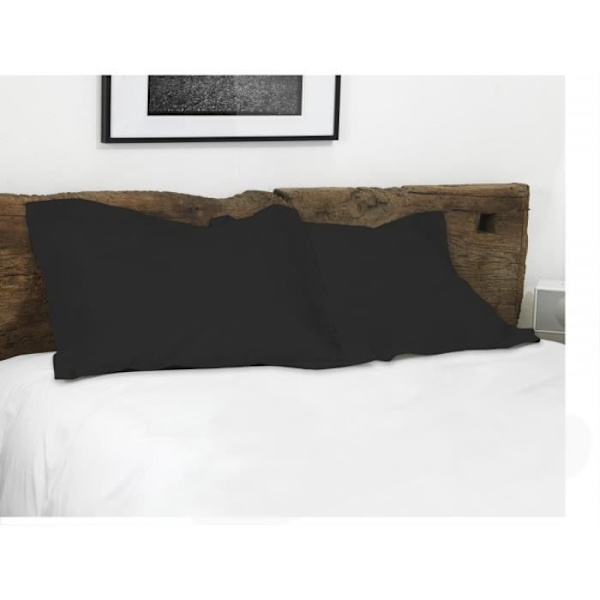Set med 2 rektangulära örngott 100% bomull - Svart - 50x70 cm Svart