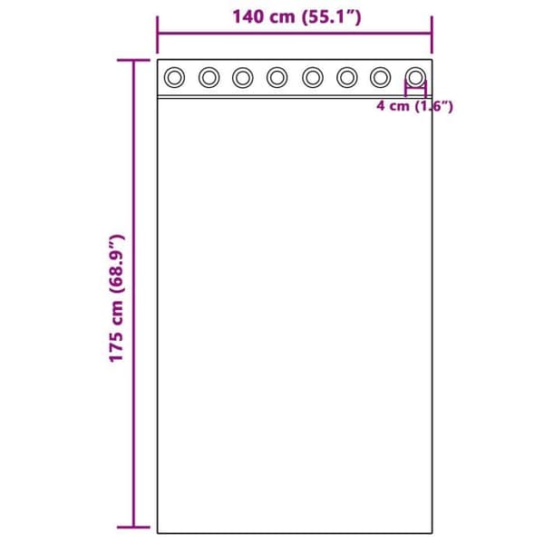 Ljusgrå gardin med öljett 140 x 175 cm polyester - 1 panel Ljusgrå