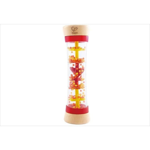 Hape - Trämusikalisk leksak för tidig inlärning - Red Rain Stick Orange