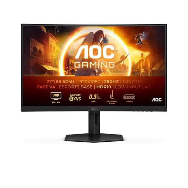 27" AOC G4 C27G4ZXU böjd skärm - Full HD - 0,3 ms - 300 cd/m² - HDMI, DisplayPort, USB
