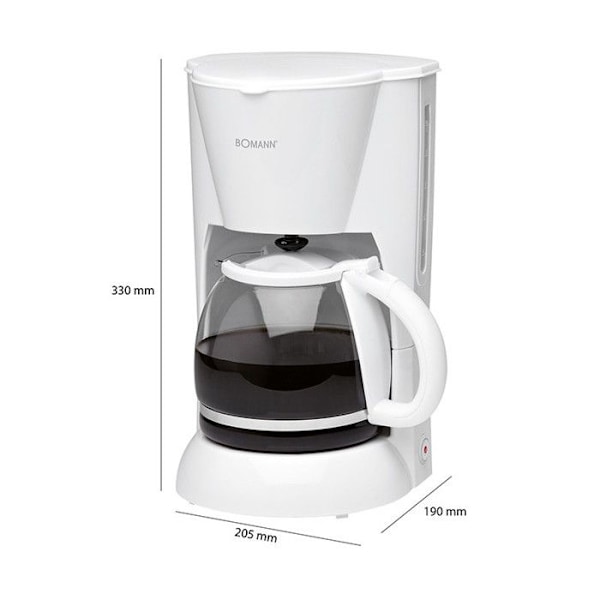 Filterkaffebryggare 12-14 koppar 1,5L Bomann KA 183 CB Vit - BOMANN - Effekt 900W - Anti-dropp