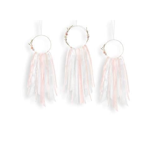 Set Dekoration Drömfångare Tyg Ljusrosa x3 Ljusrosa