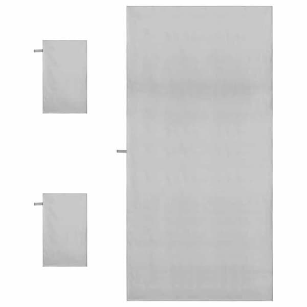 vidaXL Set 3 sporthanddukar grå polyester/polyamid 200 x 100 cm + 2 x 50 x 30 cm