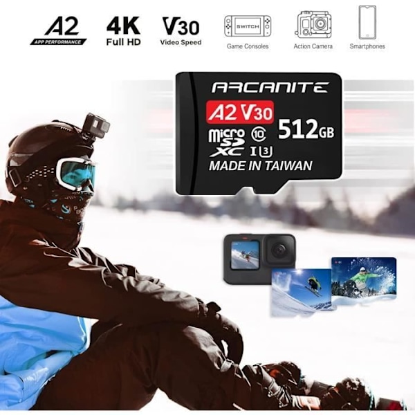 Minneskort microSDXC - ARCANITE - AKV30A2512 - 512GB - A2, UHS-I U3, V30 - 4K Ultra HD