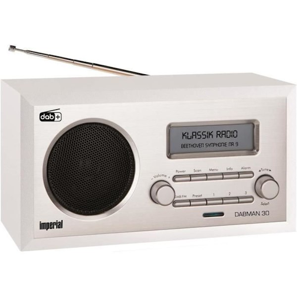 Radiodigital - IMPERIAL - DABMAN 30 - DAB, DAB+, FM - LCD-skärm - Inbyggd väckarklocka Vit