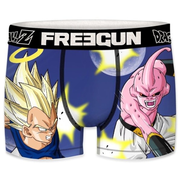 FREEGUN DRAGON BALL Z boxershorts för män, Buu, Goku, Vegeta boxershorts för män, brett midjeband (4 cm), flerfärgad, storlek XL (Förpackning om 4) Blå jag