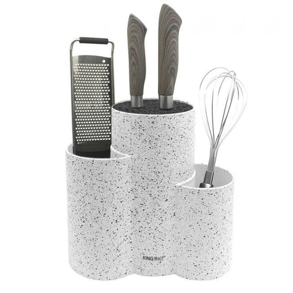 Knivblock - KINGHOFF - KH-1585 - Modern design - Plastik - Platsbesparing Vit, Silver, Svart