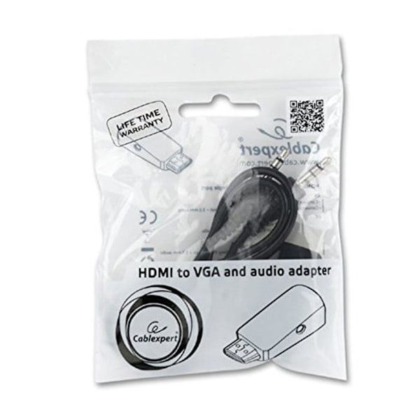 HDMI till VGA-adapter - Gembird - A-HDMI-VGA-02 - Hane till Hona - Färg Svart - 3,5 mm