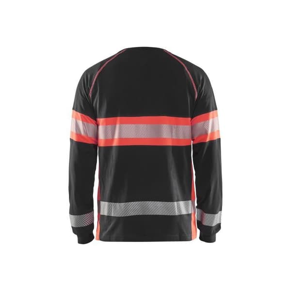 Högsynlighets långärmad T-shirt Blaklader Svart/neonröd S