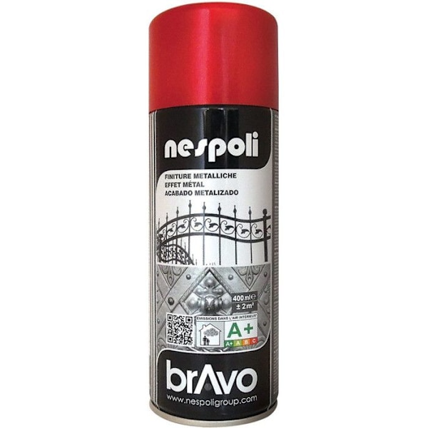 Sprayfärg - NESPOLI - Metallic Red - 400 ml - Snabbtorkande - Blank Röd
