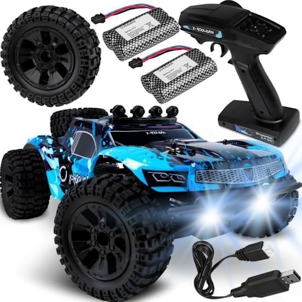 OVERMAX Huoligan Large Speedy Remote Control Car, skala 1:10, 50 km/h hastighet, 100 meters räckvidd, 4x4 Drive, 40min Mörkblå