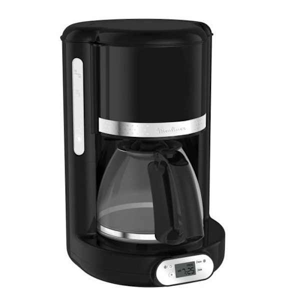 MOULINEX Soleil programmerbar filterkaffebryggare - 10/15 koppar - 1,25 L glaskanna - 1000 W - Svart