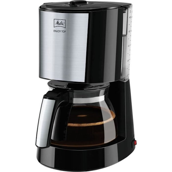Kaffemaskin MELITTA - Enjoy Top Glass Black/Brushed steel 1017-04 Stål och svart