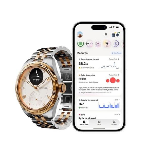 Withings Hälsosnabbklocka guld/grå titan