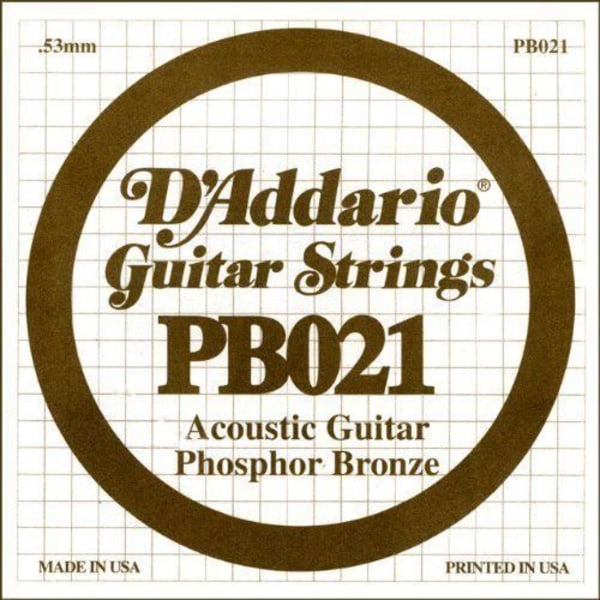 D'Addario enkelsträng med fosforbronsbindning för D'Addario PB021 akustisk gitarr, .021