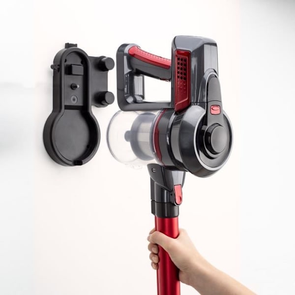 H.KOENIG UP810 sladdlös PowerClean+ 2-i-1 stickdammsugare Kolgrå och röd