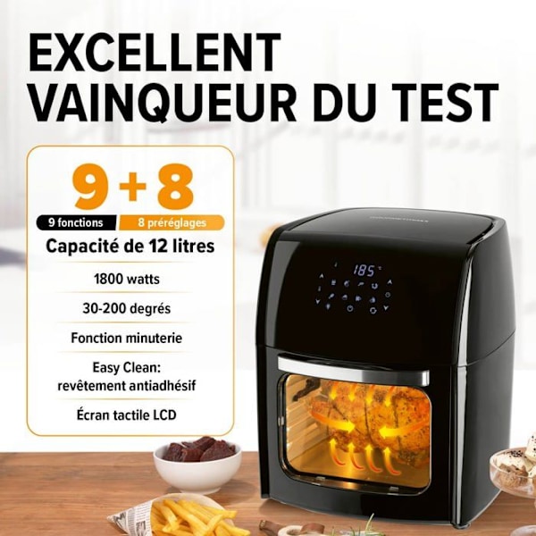 Luftfritös - GOURMETmaxx - 12 l - 1800 W - Pekskärm - Multifunktionell