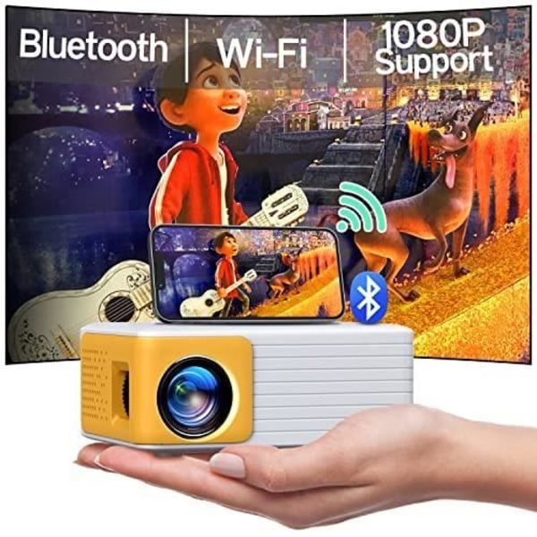 YOTON miniprojektor - Bärbar WiFi Bluetooth-videoprojektor, Full HD 1080P videoprojektorstöd, kompatibel overheadprojektor