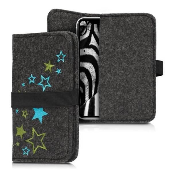 kwmobile filtplånboksfodral för smartphone - Universal skyddsväska 16,0 x 8,0 cm - Fodral med resårband - Stjärna
