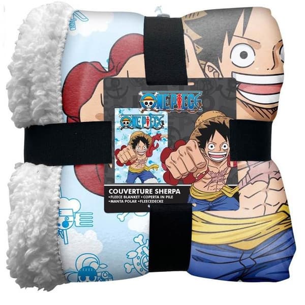 Lyo One Piece Sherpa Throw - Luffy blå/röd/gul