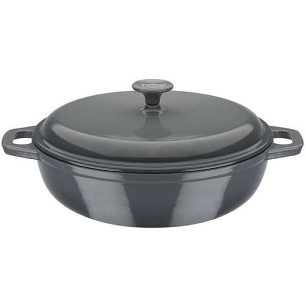 Gryta i massivt gjutjärn - GSW - GREY SHADOW - 30 cm - Rund - Induktion - Grå Grå Inredning Beige