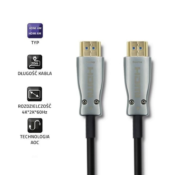 Qoltec 50474 Kabel hdmi v.2.0 till Hane | en Man | aoc | 30m