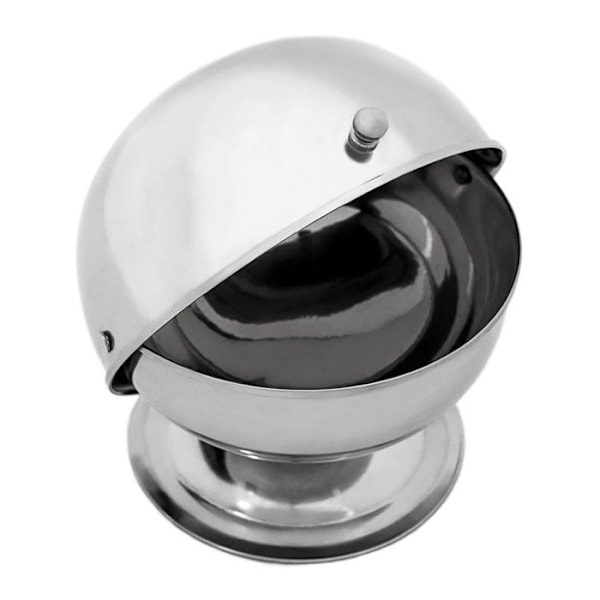 Relaxdays SWEETY Round Ball Sockerskål med återförslutningsbart Bistro Sugar Ball Lock 14 x 13 x 13 cm, Silver silver-